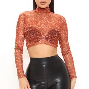 🇺🇸 Leopard Mesh Crop Top